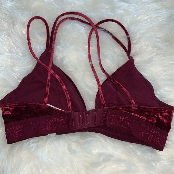 Pink Burgandy Velvet Bra - Picture 2 of 2